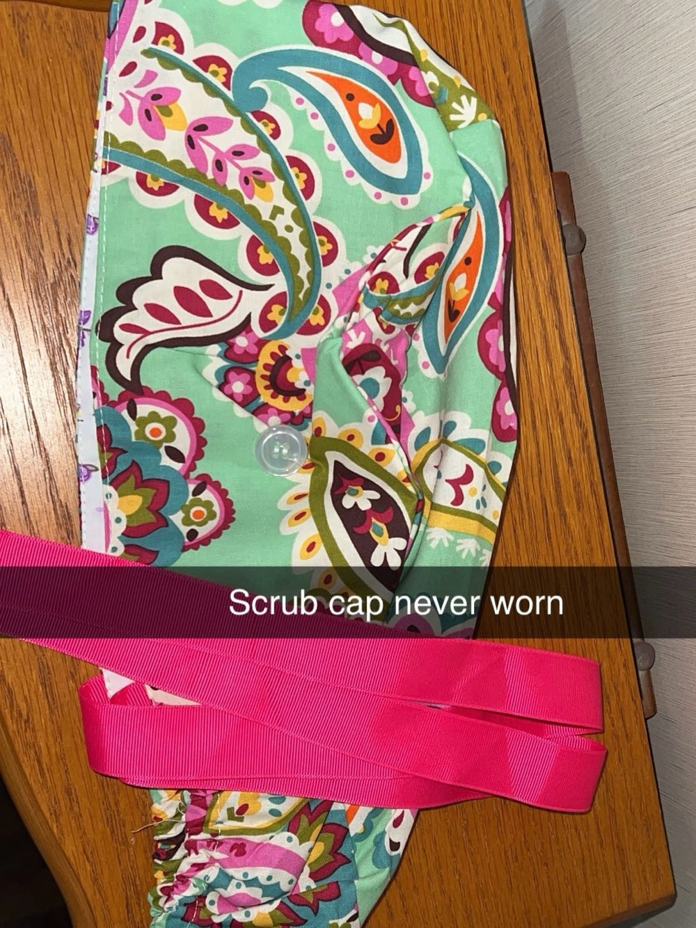 Floral Paisley Cotton Scrub Cap with Pink Ties